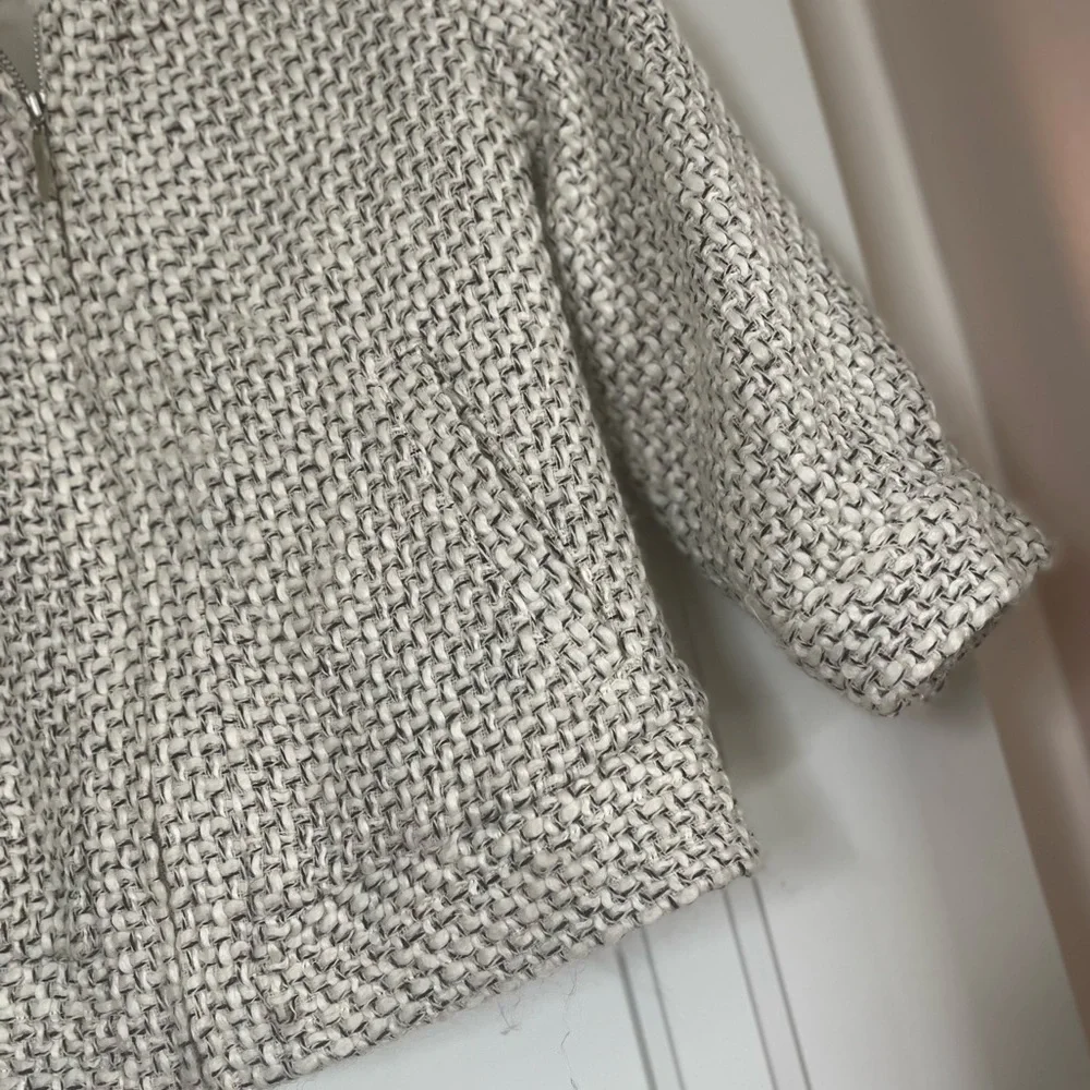 Joe’s Jeans 3/4 Viscose and Wool Blend Oversized Collar Jacket Coat Tweed - Picture 5 of 7